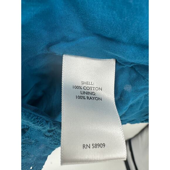 Nuture Westbound Top Women 1X Blue Eyelet Puff Sleeve Cotton Boho Summer Shirt - Picture 7 of 8